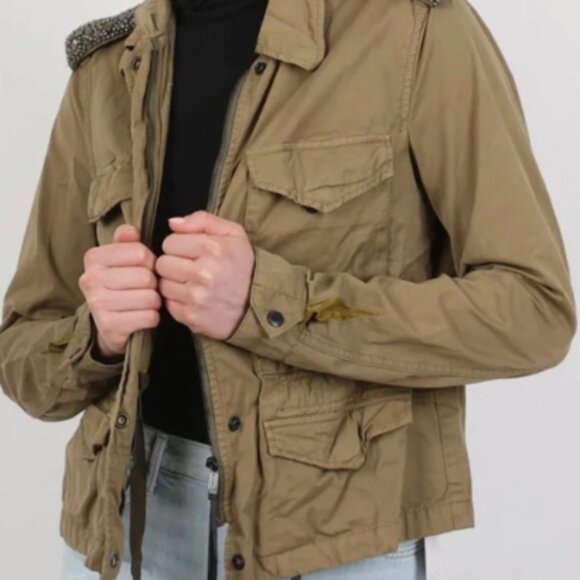 Diesel Jackets & Blazers - Diesel Jacket G-CHLIO Military Green Embellished Shoulder Size S NWT